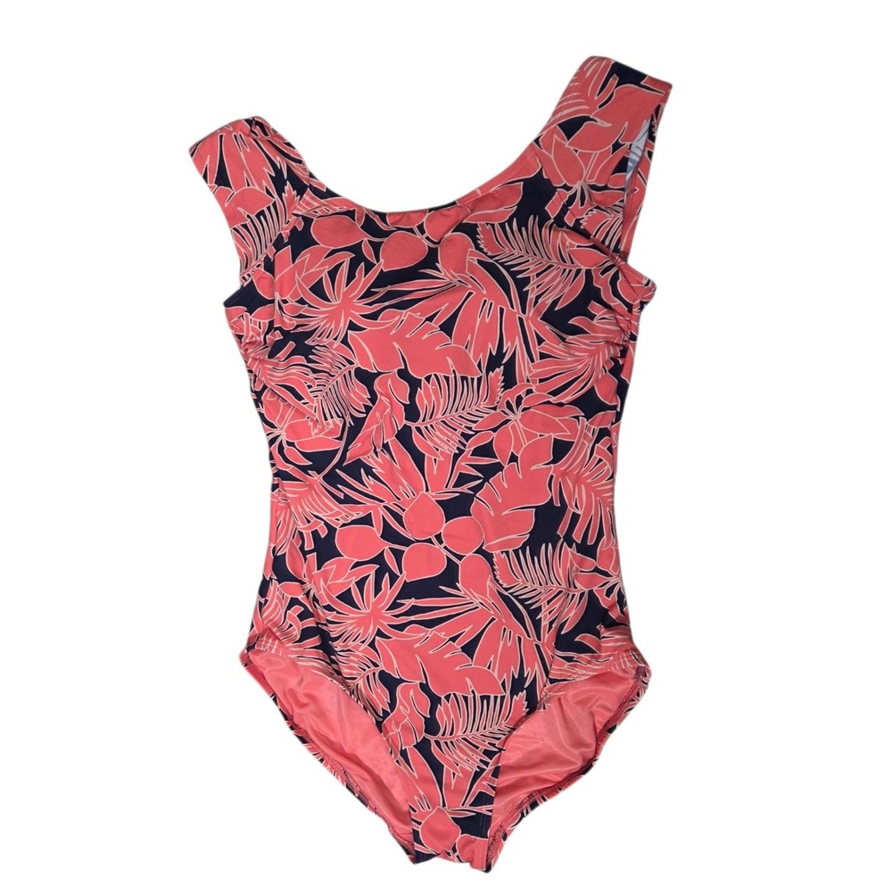Lands' End Tummy Control Cap Sleeve One Piece Chlorine Resistant Swimsuit Sz 10